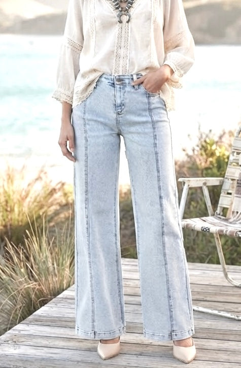 RISEN Sun-bleached Wide Leg Jeans