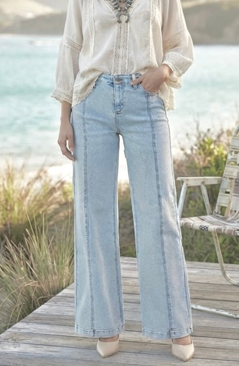 RISEN Sun-bleached Wide Leg Jeans