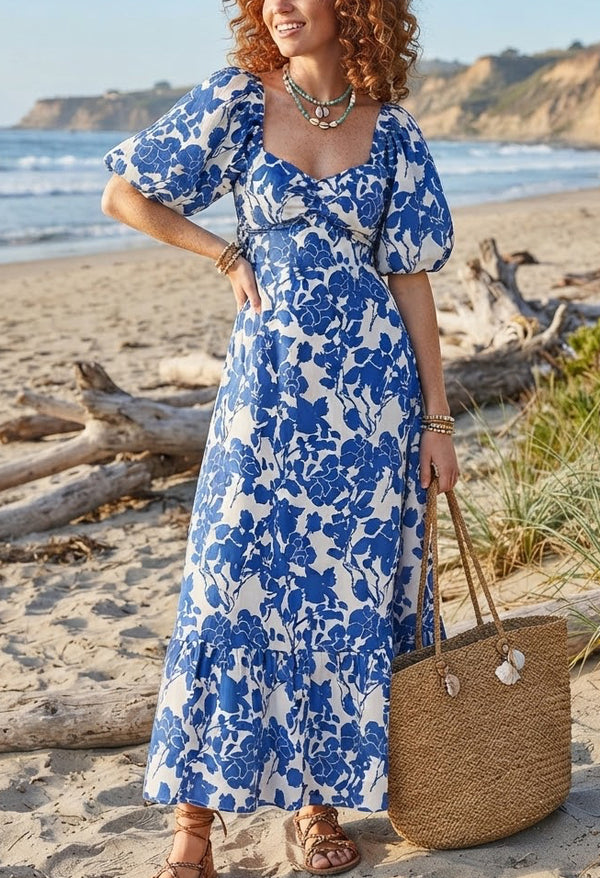 Wedgwood Puff Sleeve Dress