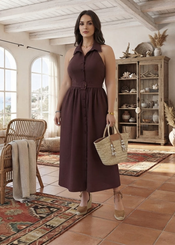 Espresso Collared Midi