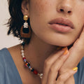 Acacia Wood Pearl Earrings