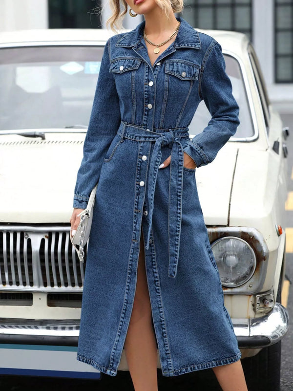 Timeless Denim Belted Dress